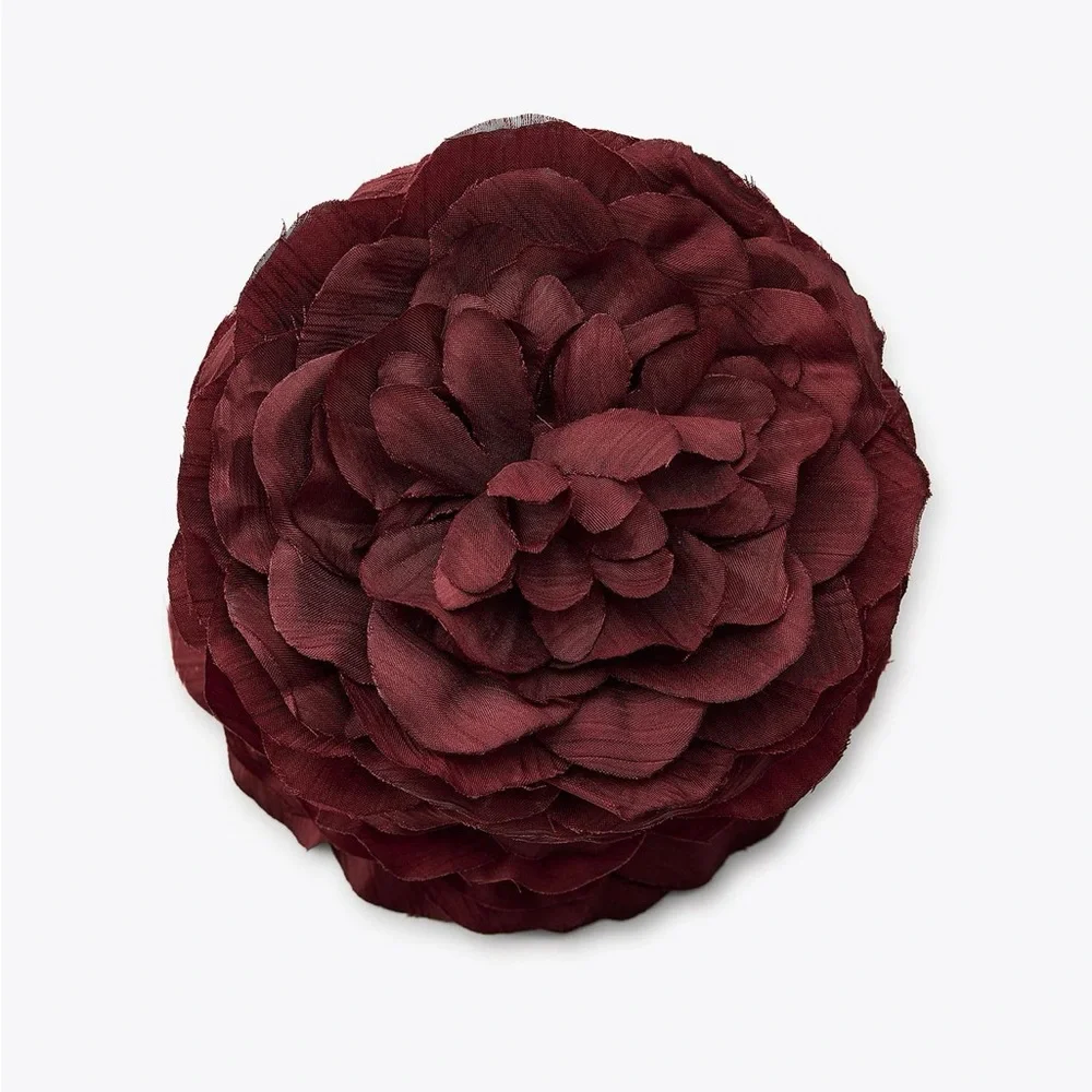 Zara Woven Floral Hair Clip in Burgundy - Picture 8 of 9